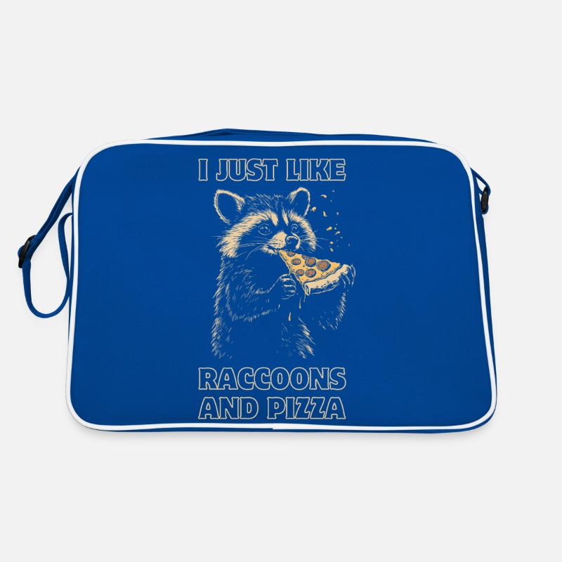 Waschbär isst Pizza Retro Tasche