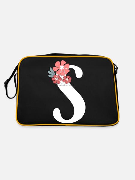 Lettre S fleurs minimalistes - Sac Retro - noir/or - Dos
