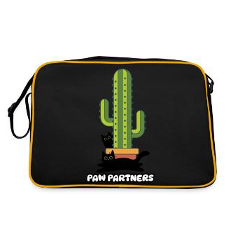 Les deux chats amis et complices à côté du cactus - Sac Retro - noir/or - Dos