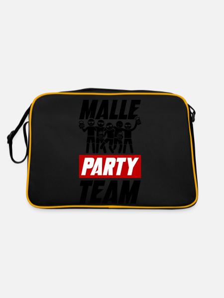 Malle Party Team - Retro Tasche - Schwarz/Gold - Hinten