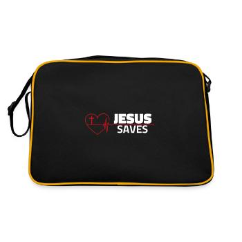 Jesus Christus Shirt Jesus Saves Heartbeat Christ - Sac Retro - noir/or - Dos