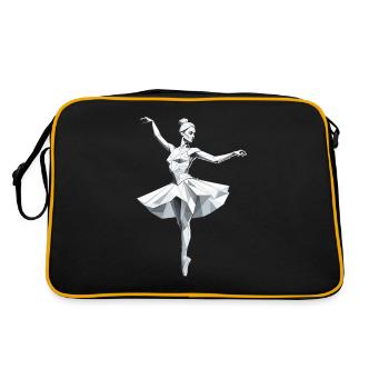 Low Poly Ballerina - Ballett Design - Retro Tasche - Schwarz/Gold - Hinten