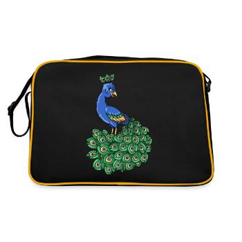Joli paon oiseau bleu animal cartoon - Sac Retro - noir/or - Dos