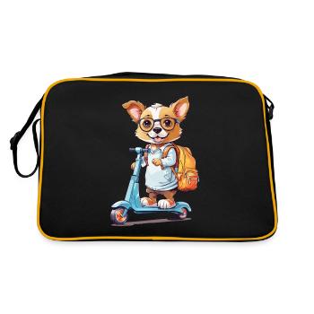 Cute Dog School Beginner School Way Design - Retro Bag - black/gold - Back