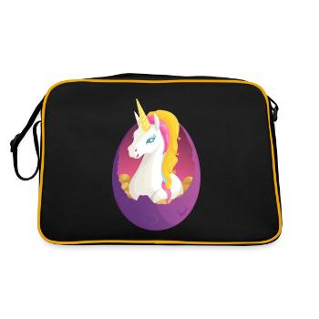 Licorne dans un œuf - Design coloré en rose, - Sac Retro - noir/or - Dos
