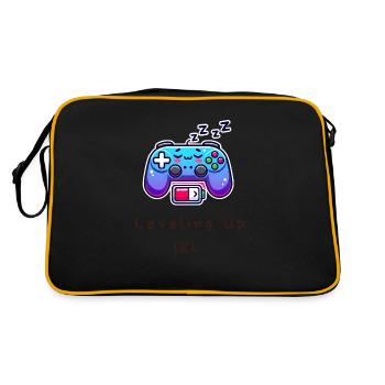 Leveling Up IRL – Funny Gamer Shirt - Retro Bag - black/gold - Back