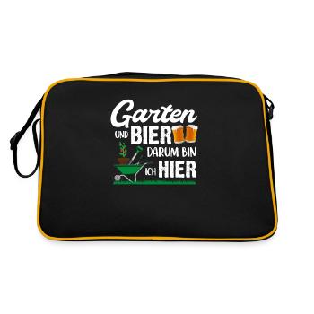 Bier Und Garten Darum Bin Ich Hier - Retro Tasche - Schwarz/Gold - Hinten
