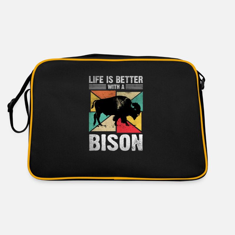 Life Is Better With A Bison - Retro Tasche - Schwarz/Gold