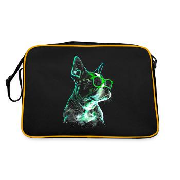 Cool futuristic dog with green sunglasses - Retro Bag - black/gold - Back