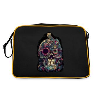 Surrealistic, psychedelic skull - Retro Bag - black/gold - Back