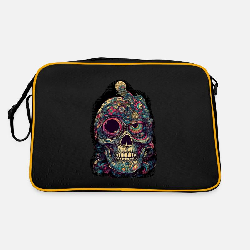 Surrealistic, psychedelic skull Retro Bag