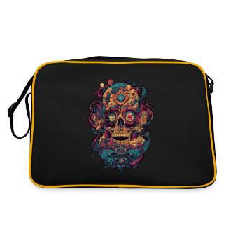 Surrealistic, psychedelic skull - Retro Bag - black/gold - Back