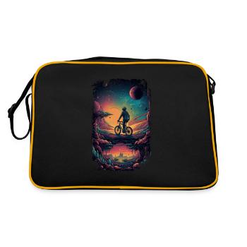 Happy Bicycle Day - Trippy Motiv - Retro Tasche - Schwarz/Gold - Hinten