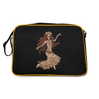 Cheerful 60s 70s Hippie Skeleton - Retro Bag - black/gold - Back
