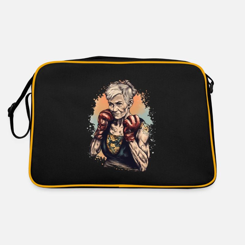 Cool boxer granny with boxing gloves Retro Bag