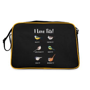 I love tits | Funny birding gift for birders - Retro Bag - black/gold - Back