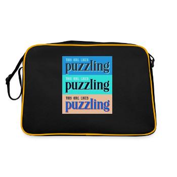 Girl Likes Puzzle Puzzle Hobby Puzzle - Sac Retro - noir/or - Dos