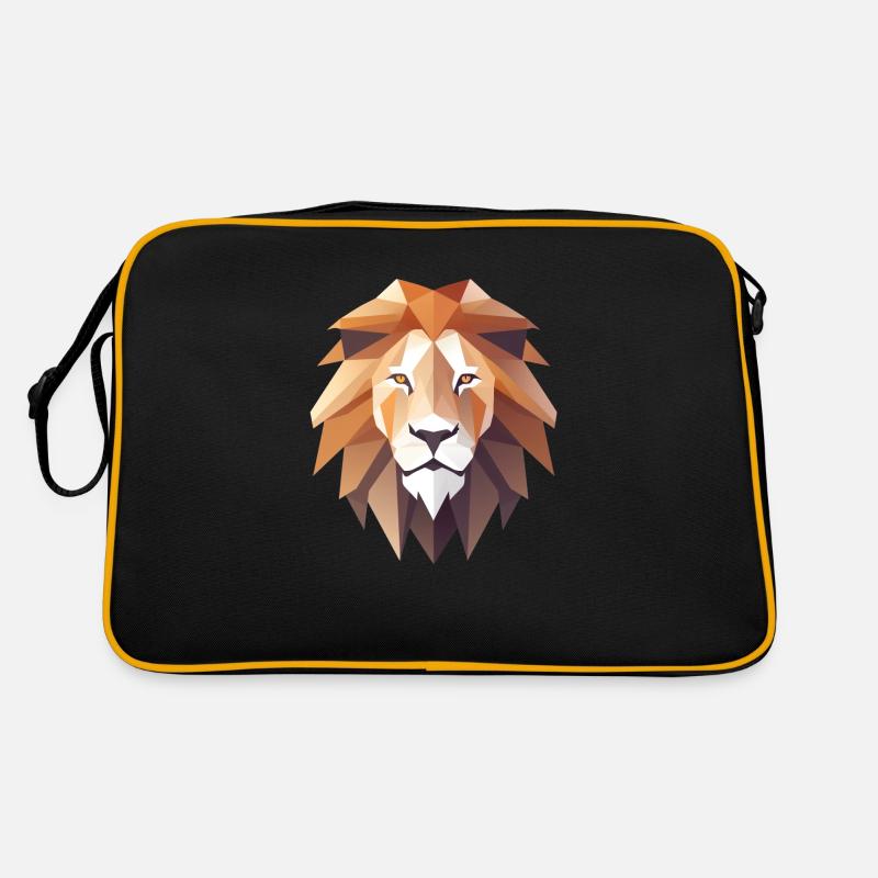 Conception de logo Lion Head Low Poly Sac Retro