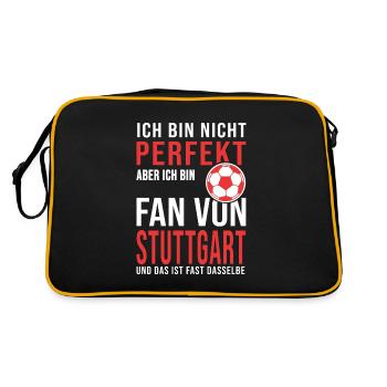 Football Stuttgart fan football Soccer, Fussball - Retro Tasche - Schwarz/Gold - Hinten