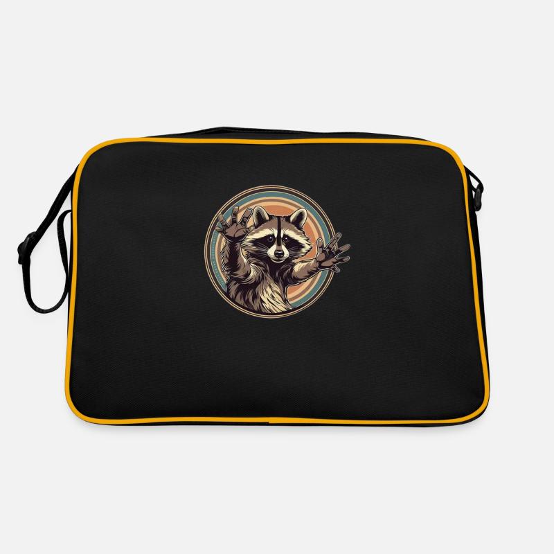 Raccoon - Retro Tasche - Schwarz/Gold