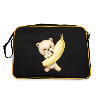 Der Bär und die Riesenbanane - Retro Tasche - Schwarz/Gold - Hinten