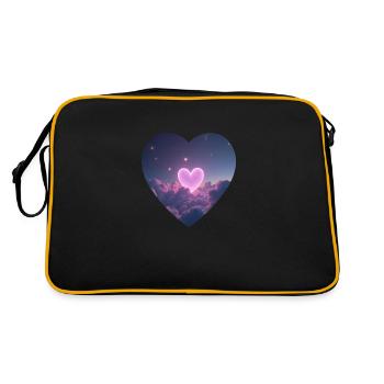 Herz Sterne Himmel - Retro Tasche - Schwarz/Gold - Hinten