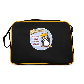 Krönchen richten Pinguin - Retro Tasche - Schwarz/Gold - Hinten