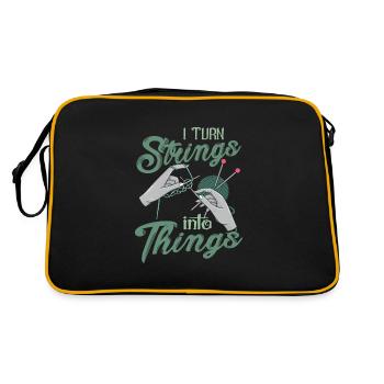 I Turn Strings Into Things Funny Sewing Kitting - Retro Bag - black/gold - Back