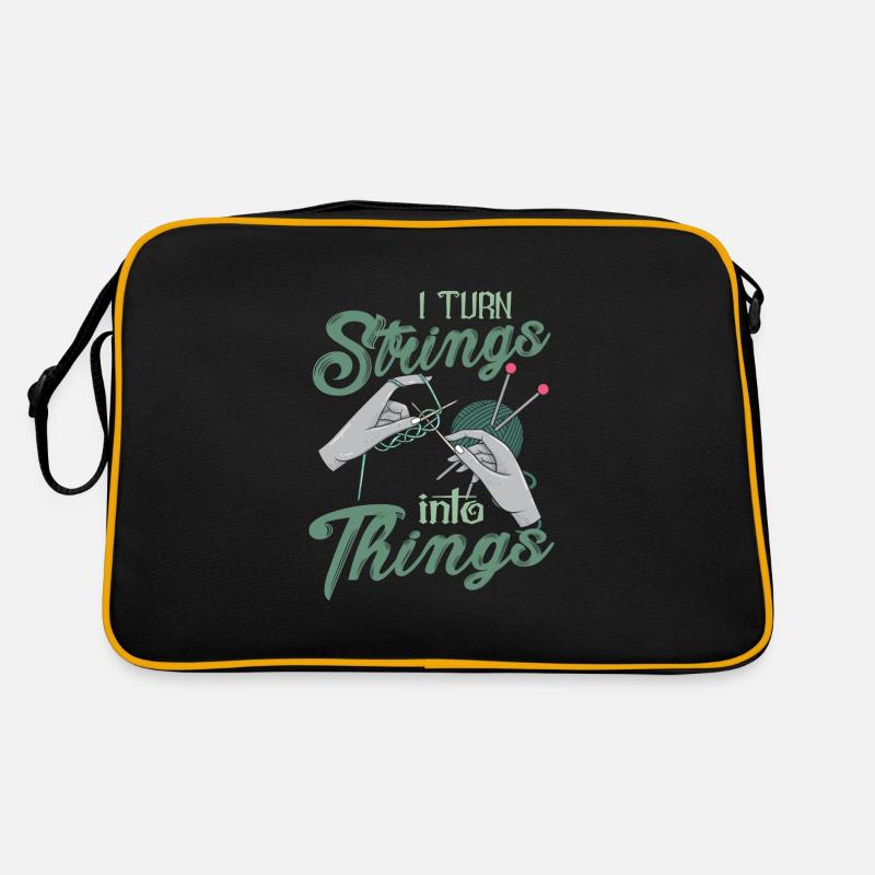 I Turn Strings Into Things Funny Sewing Kitting Retro Bag