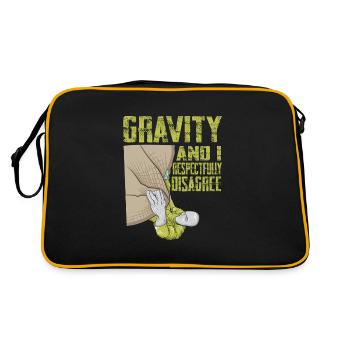 Funny Climber Rock Climbing Gravity - Retro Tasche - Schwarz/Gold - Hinten
