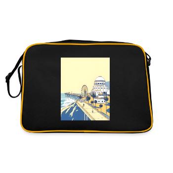 Retro Los Angeles Santa Monica Pier - Retro Tasche - Schwarz/Gold - Hinten