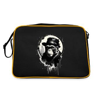 Affe mit Hut - Retro Tasche - Schwarz/Gold - Hinten