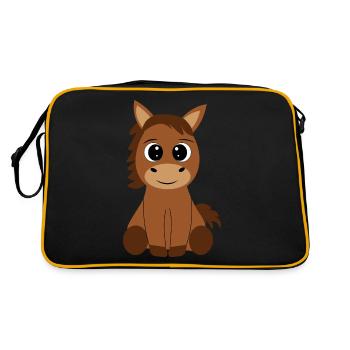 Cheval mignon pour les enfants petit cheval brun - Sac Retro - noir/or - Dos