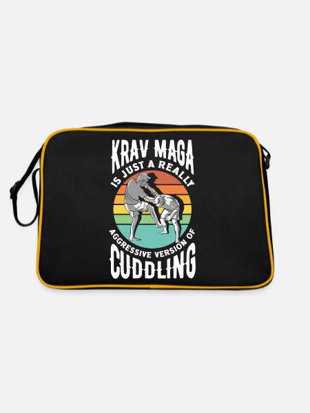 Martial Arts Self Defense Krav Maga Funny Quote - Retro Tasche - Schwarz/Gold - Hinten