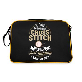 Cross Stitch Pattern Cross Stitch Needles Embroidery Weaving - Retro Bag - black/gold - Back