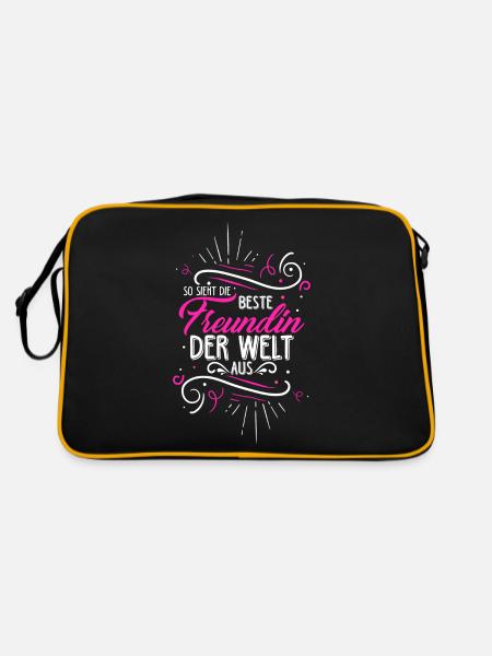 So sieht die beste Freundin der Welt aus - JGA Gir - Retro Tasche - Schwarz/Gold - Hinten