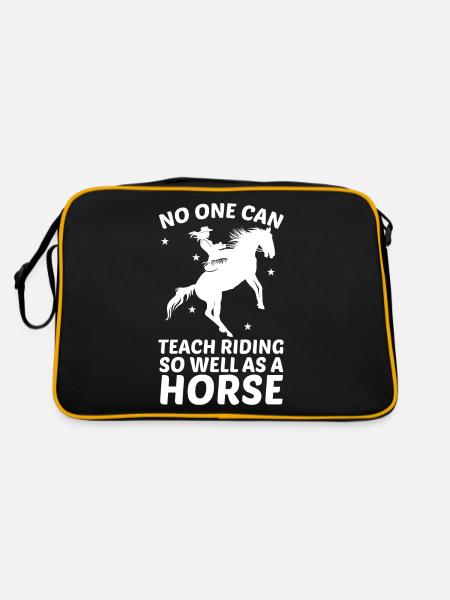 Niemand kann das Reiten so gut lehren wie ein Pfer - Retro Tasche - Schwarz/Gold - Hinten