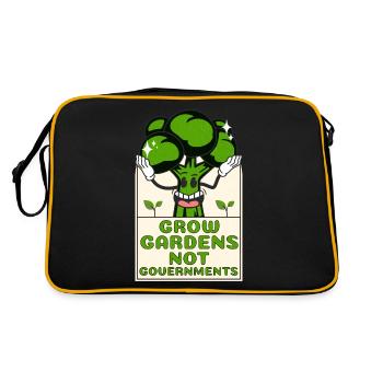 Grow Gardens Not Government - Retro Tasche - Schwarz/Gold - Hinten