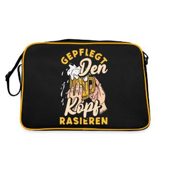 Geplegt den Kopf rasieren Biertrinker & Bier - Retro Tasche - Schwarz/Gold - Hinten