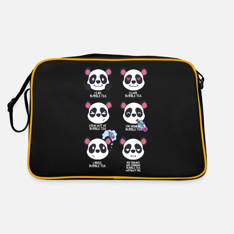 Panda and Bubble Tea Retro Bag