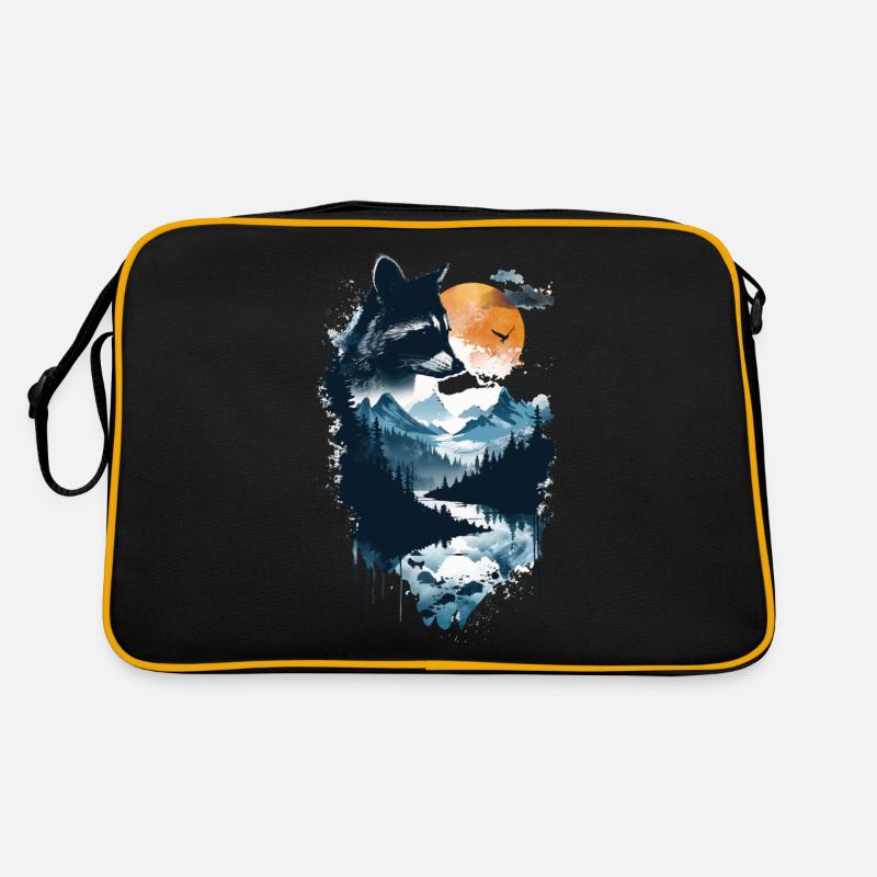 Waschbär - Retro Tasche - Schwarz/Gold