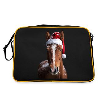 Pferd - Retro Tasche - Schwarz/Gold - Hinten