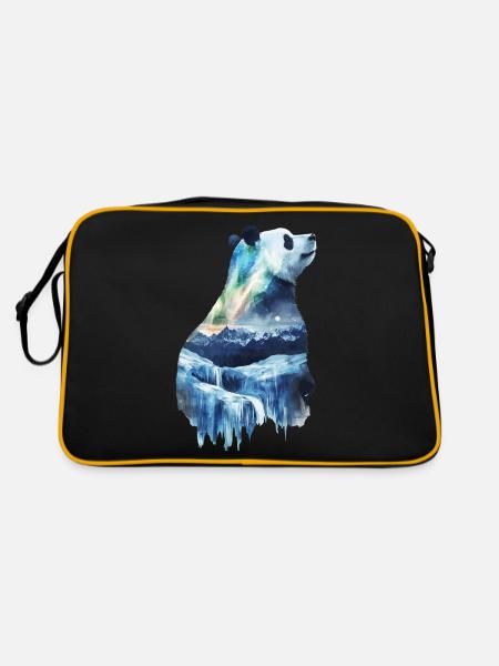 Panda - Retro Tasche - Schwarz/Gold - Hinten