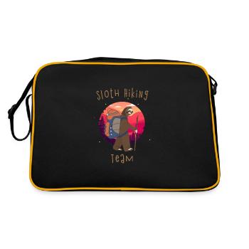 Sloth Hiking Team Faultier Wandern Wanderlust - Retro Tasche - Schwarz/Gold - Hinten