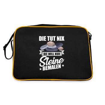 Die tut nix die will nur Steine bemalen steine - Retro Tasche - Schwarz/Gold - Hinten