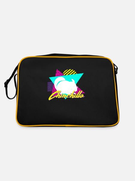 Chinchilla lustiges Entspannen Nagetiere - Retro Tasche - Schwarz/Gold - Hinten