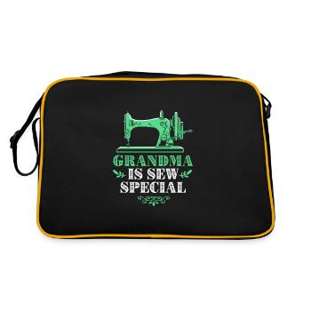 Sewing Machine Seamstress Grandma Grandmother - Retro Bag - black/gold - Back