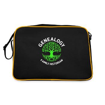 Stammbaum Genealogie - Retro Tasche - Schwarz/Gold - Hinten