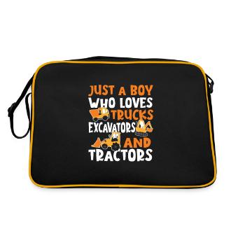 Juste un garçon qui conduit des camions, des excavatrices et des tracteurs - Sac Retro - noir/or - Dos