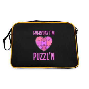 Chaque jour, je suis mystérieux. Puzzles de tous les jours - Sac Retro - noir/or - Dos